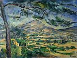 Courtauld 05 Paul Cezanne - The Montagne Saint-Victoire 5. Paul Cezanne - Montagne Sainte-Victoire, 1887, 67 x 92 cm. The mountain is seen from a vantage point to the west of Aix, near Czannes family home, with the valley of the Arc in the foreground and an aqueduct to the far right. The mountain oscillates in the afternoon heat, its rock faces registering as planes of blue and gold. In the foreground are square slices of houses and floating green fields.